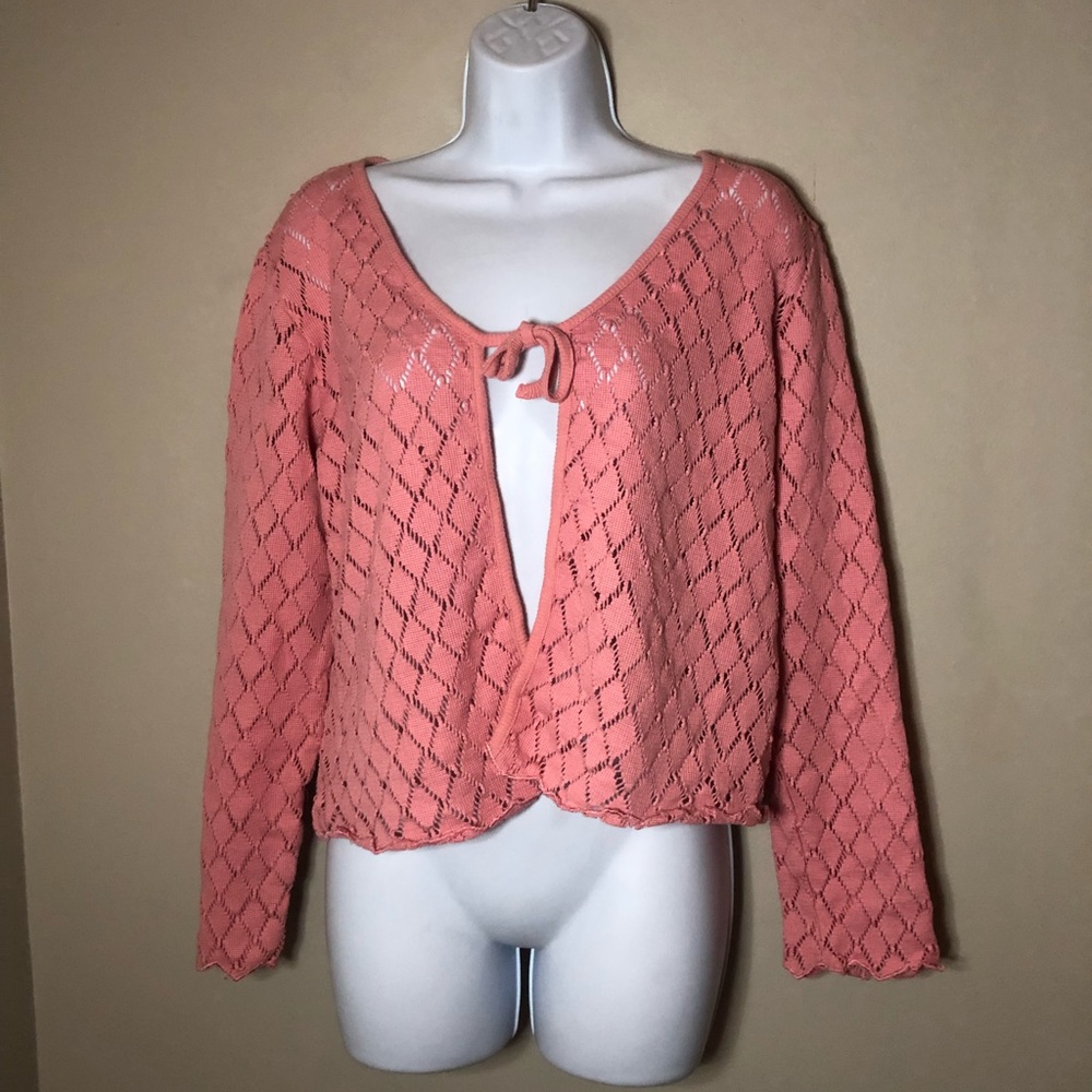 Y2K Pink Tie Front Cardigan